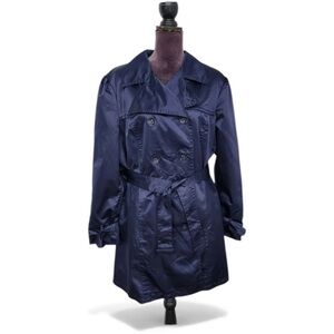 George Navy Blue Double Breasted Belted Trench Coat